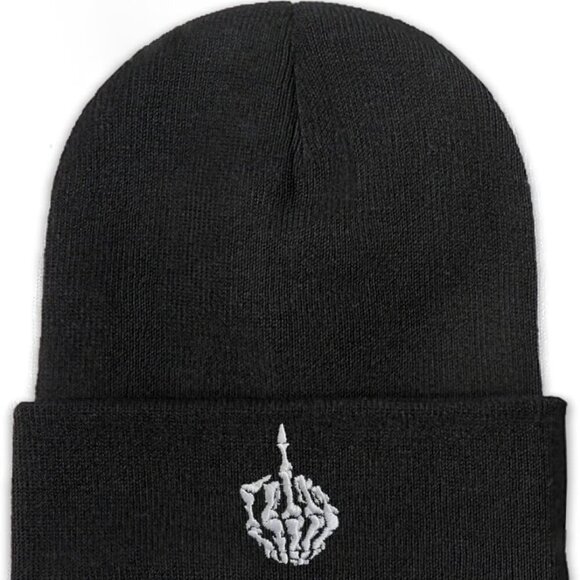 Other - Horned Hand Beanie Hat for Men Women Knit Winter Cap Embroidered Skull Finger Ca